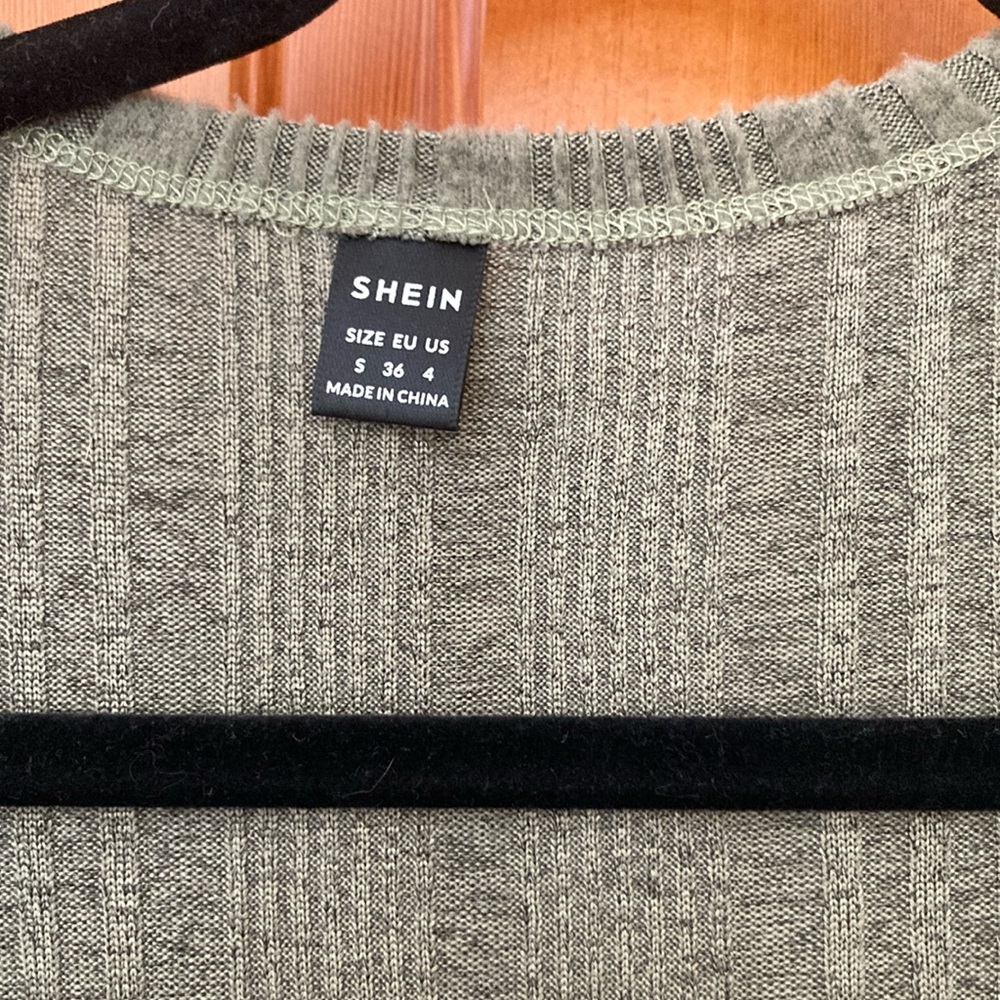 SHEIN Green Ribbed Knit long Cardigan Sweater size small - Picture 3 of 5